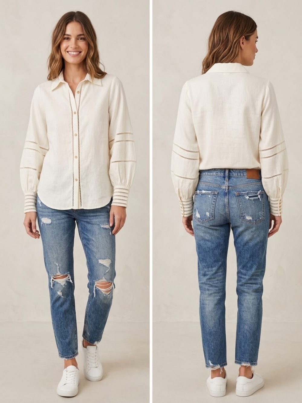 Revel Rey Linen Ladder Lace Top